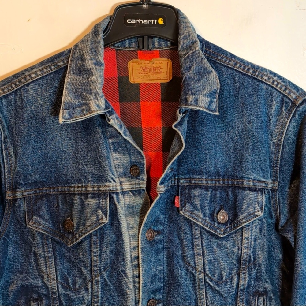 Levi's Trucker Jacket men’s vintage denim blue jean slim athletic fit large XL